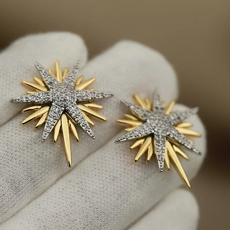 Boucles d'oreilles étoile en zircone pour femmes, nouveau Design de vue, marque de mode, fleur en cr