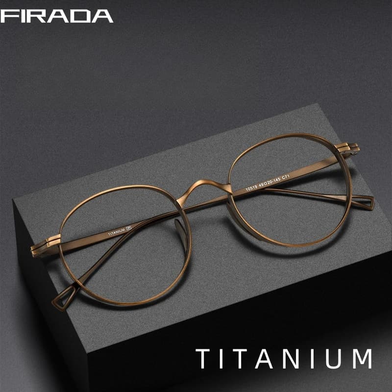 FIRADA mode lunettes confortables rétro pur titane lunettes rondes optique lunettes de Prescription 