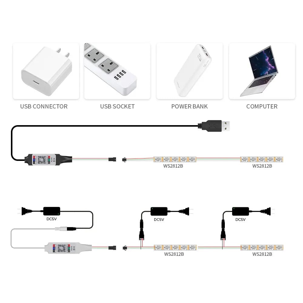 WS2811 WS2812 Bluetooth RGBIC LED Contrôleur 2.4G 24 prédire Télécommande Bluetooth Andrea For WS281