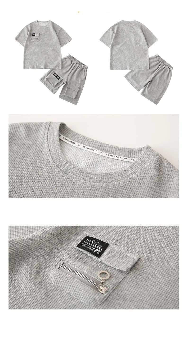 T-Shirt + short 2 pièces ensemble été enfants garçons lettre impression nouveaux enfants adolescent 