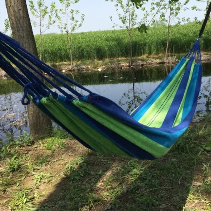 Hamac simple en toile épaisse et large, pour Camping en plein air, sac à dos, balançoire de loisirs,