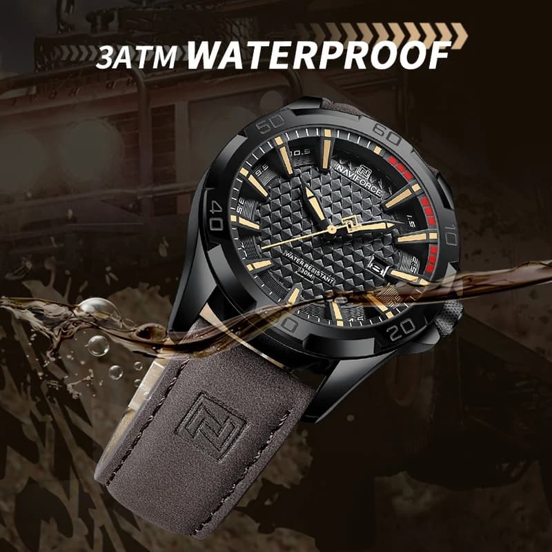 NAVIFORCE hommes Sport décontracté militaire Quartz calendrier montre-bracelet pour homme d'affaires