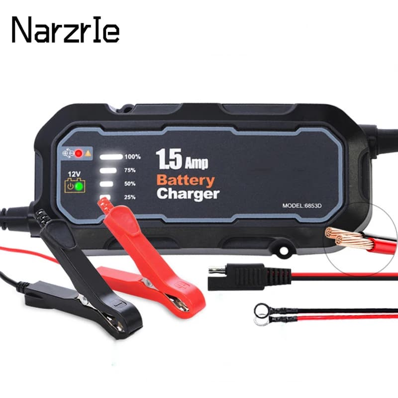 Chargeur de batterie de moto intelligent automatique 12V 1500mA, pour voiture/RV/ATV/bateau, chargeu