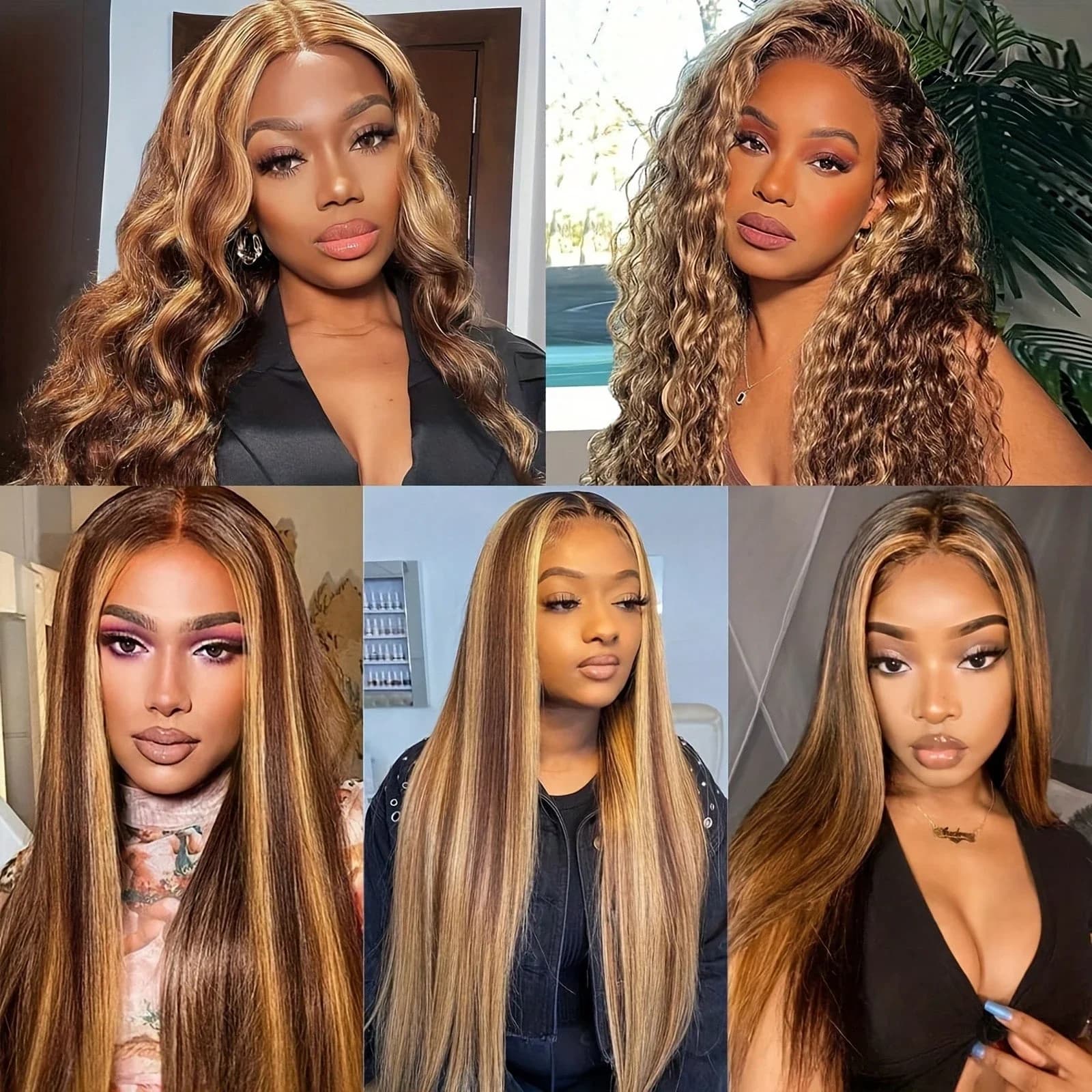 Extensions de cheveux humains naturels bruts Remy, Ondulation Body Wave, Couleur Ombrée avec mèches 