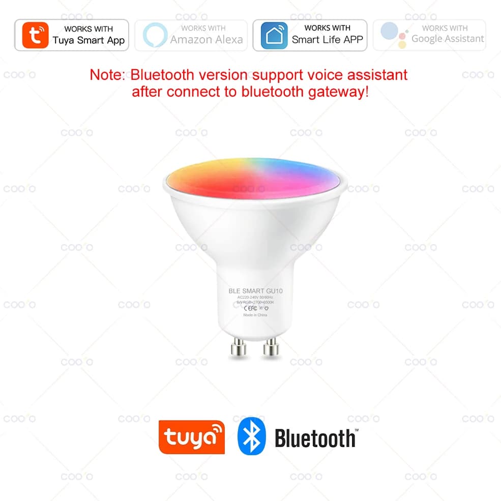 COOLO GU10 Tuya WiFi ampoule LED intelligente Bluetooth lampes à intensité variable vie intelligente