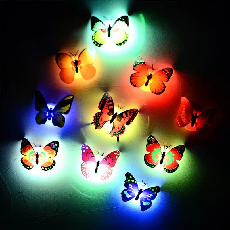 2/1 pièces LED coloré papillon veilleuse bricolage LED réfrigérateur aimant fête mariage salon chamb