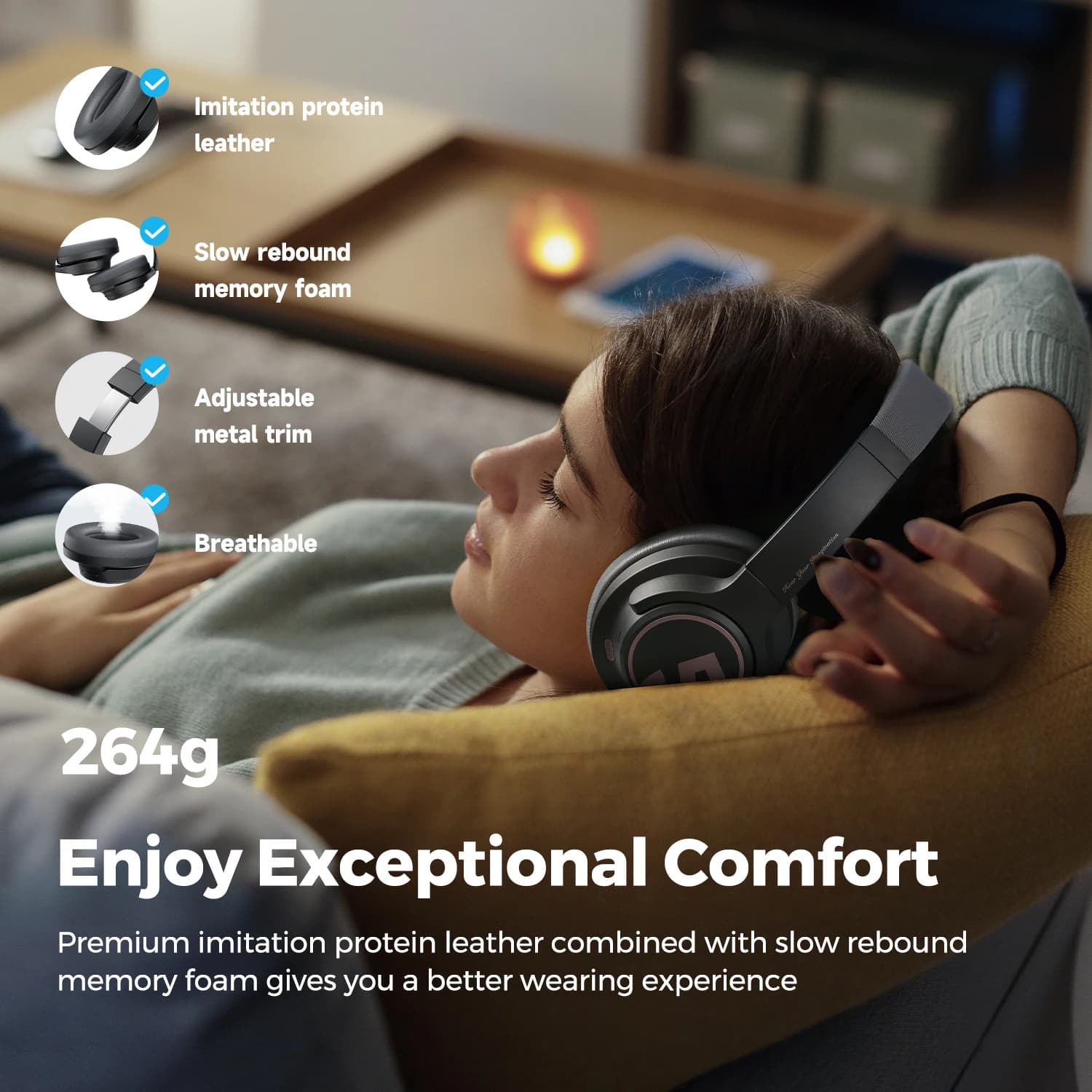 SoundPEATS Space – écouteurs sans fil Bluetooth 5.3, hybride, suppression Active du bruit, jeu de 12