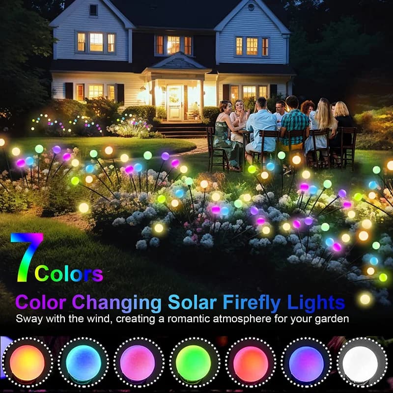 Paquet de 12 lumières solaires LED extérieures étanche Starburst solaire luciole lumières lampe de p
