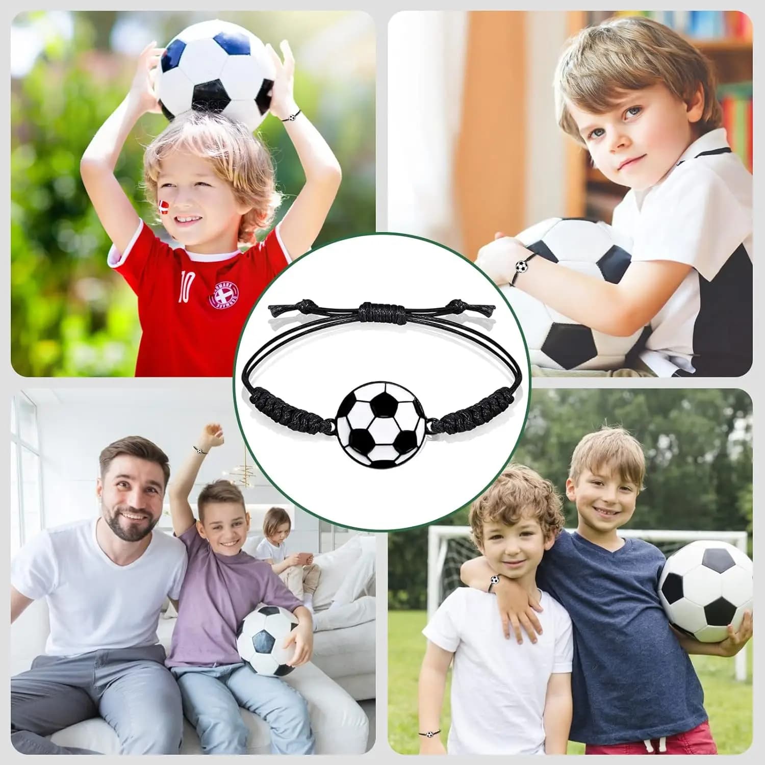 10-20 pièces Football enfants Bracelets réglable charme Football Bracelet sport tissé cordon Bracele