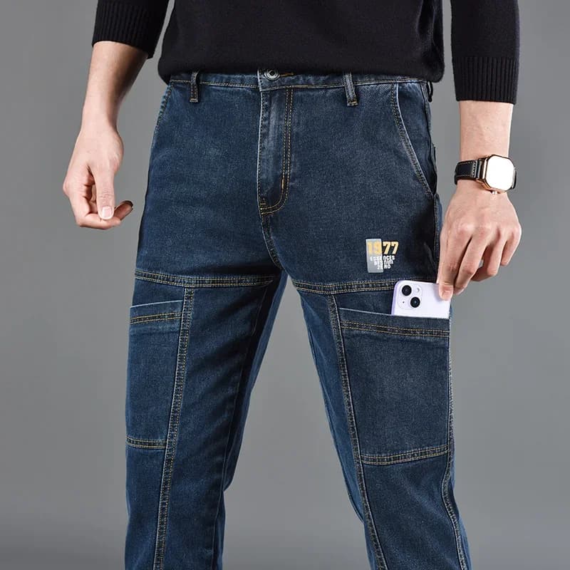 Nouveau style 2026 – Jean slim homme coupe droite confortable style coréen – Pantalon gris taille mi