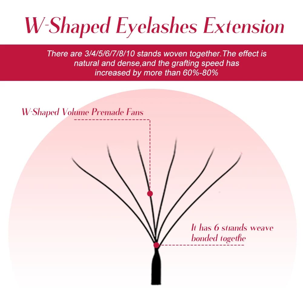 FADVAN 3D/4D/5D/6D/7D/8D Extension de cils en forme de W C D Curl cils de vison naturel préfabriqués