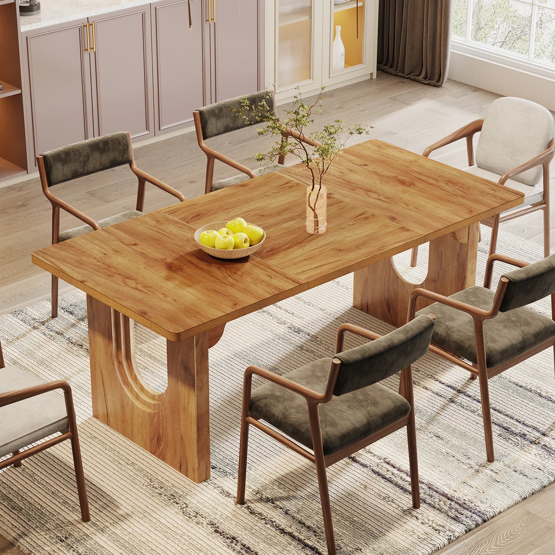 Tribesigns Table à manger moderne pour 6 à 8 personnes, grande table à manger de cuisine de 71 po av