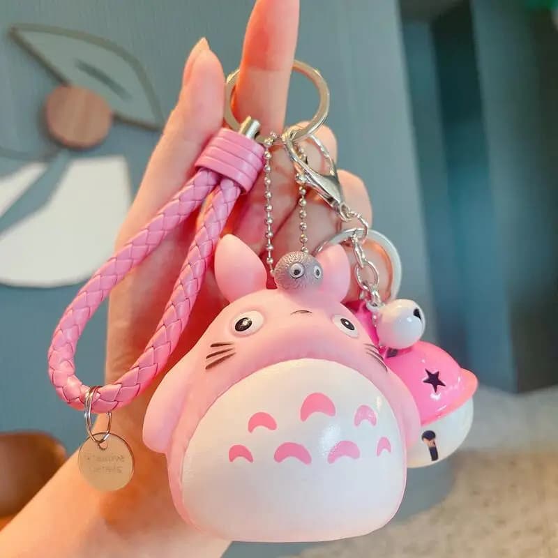 Totoro porte-clés dessin animé chat mignon Totoro poupée Figure bracelet en cuir porte-clés sac voit