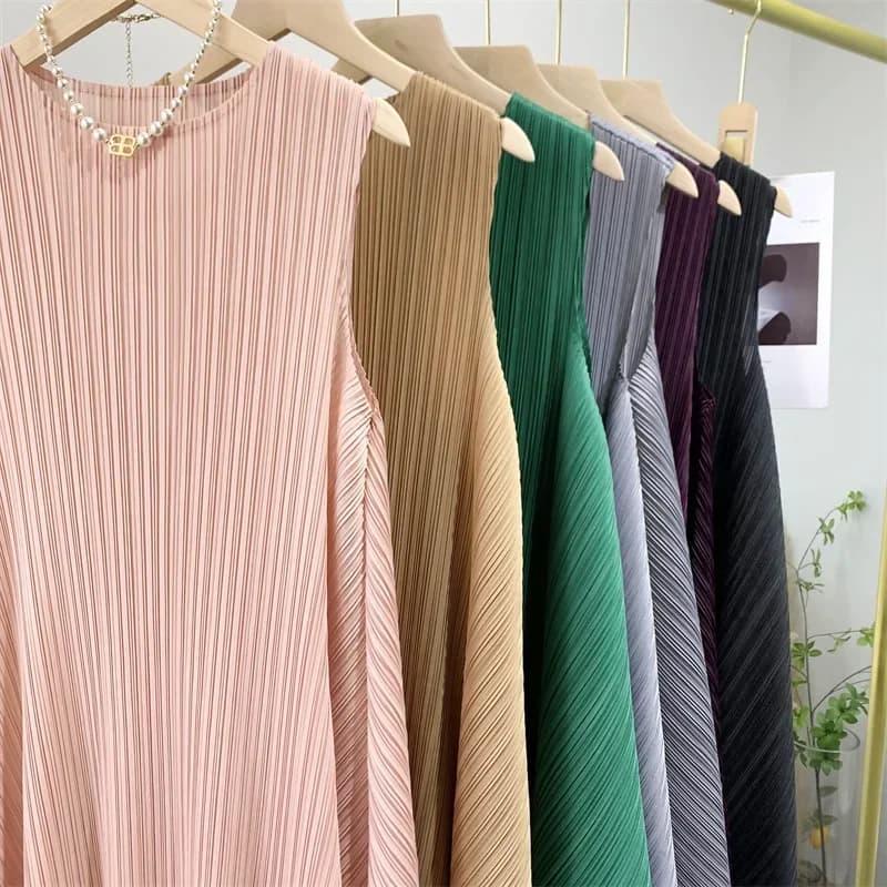 ALSEY-Robe plissée à col rond pour femme, tenue de soirée élégante, simple et décontractée, nouvelle