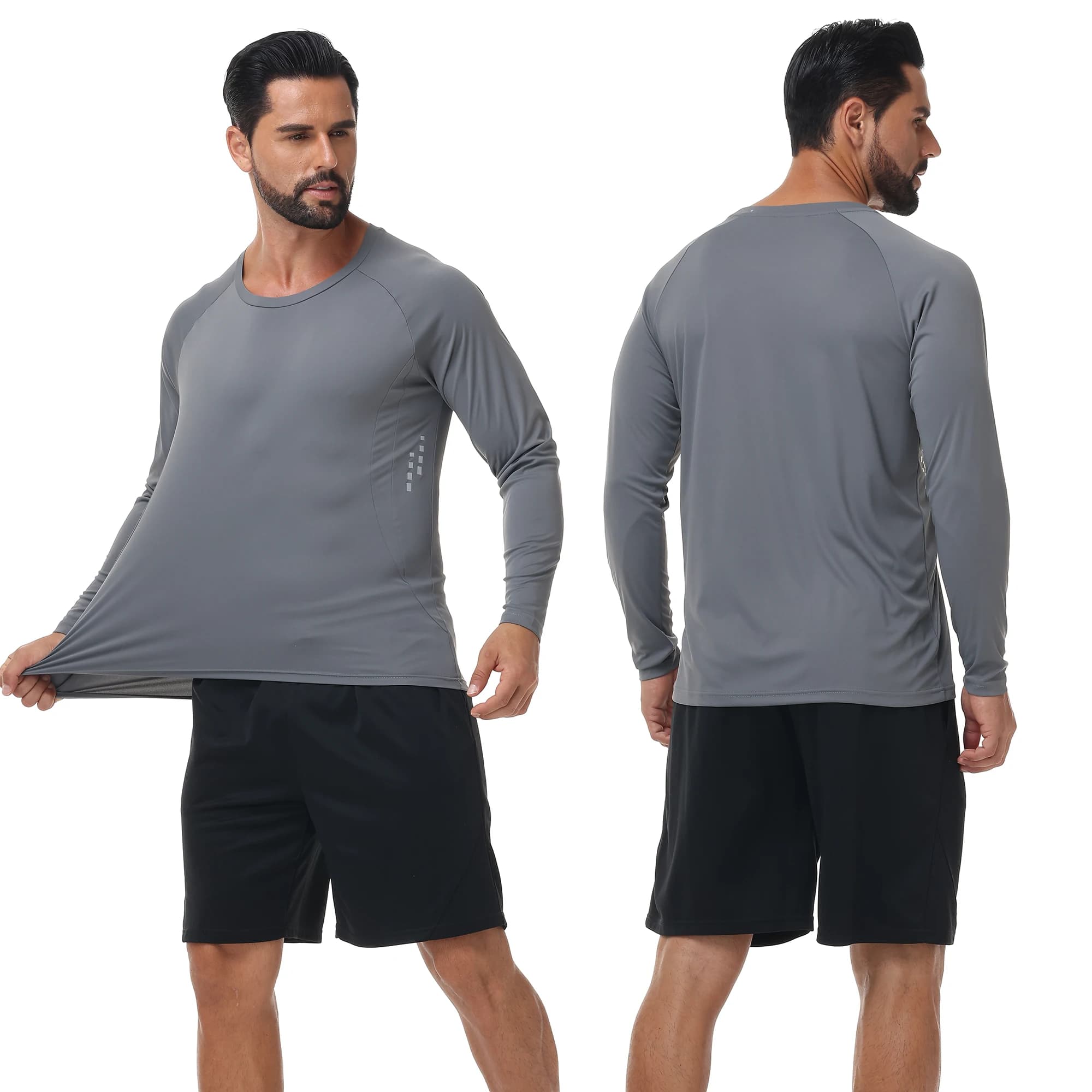 T-shirt à manches longues UPF 50+ pour hommes, haut respirant anti-UV, pull pour la pêche sportive, 