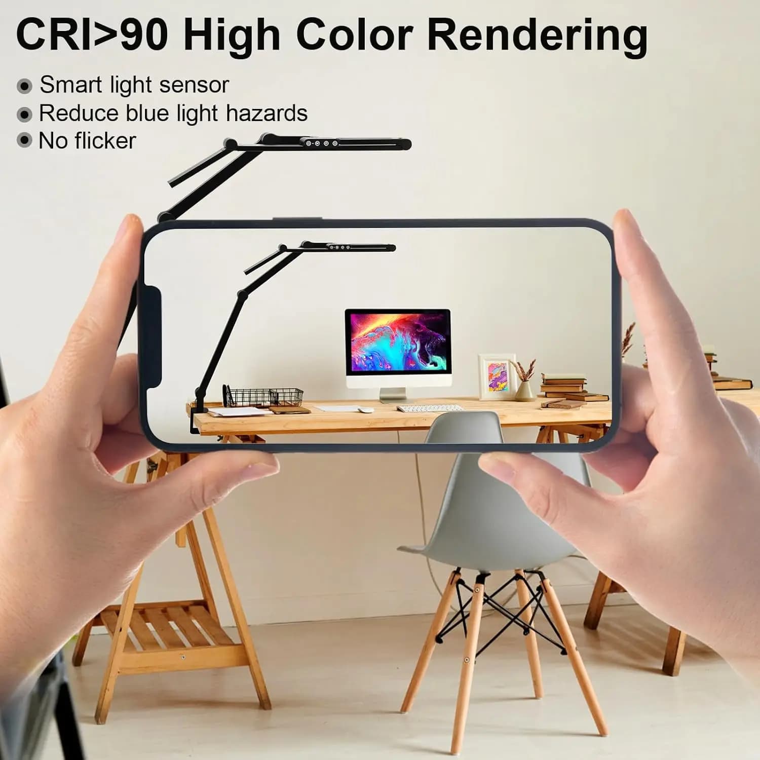 Grande lampe de bureau LED Transformable de 28,2 pouces avec pince, lumière ultra brillante d'archit