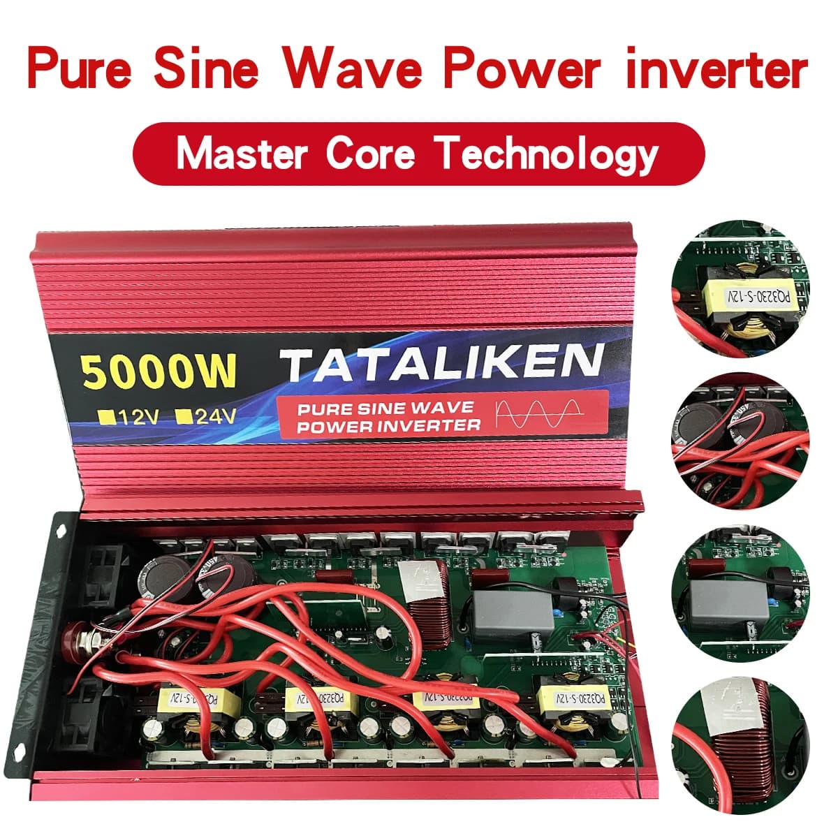 Onduleur à onde sinusoïdale pure 12V à 220V, 50HZ, 2500W, 3500W, 4500W, 5000W, 6000W, convertisseur 