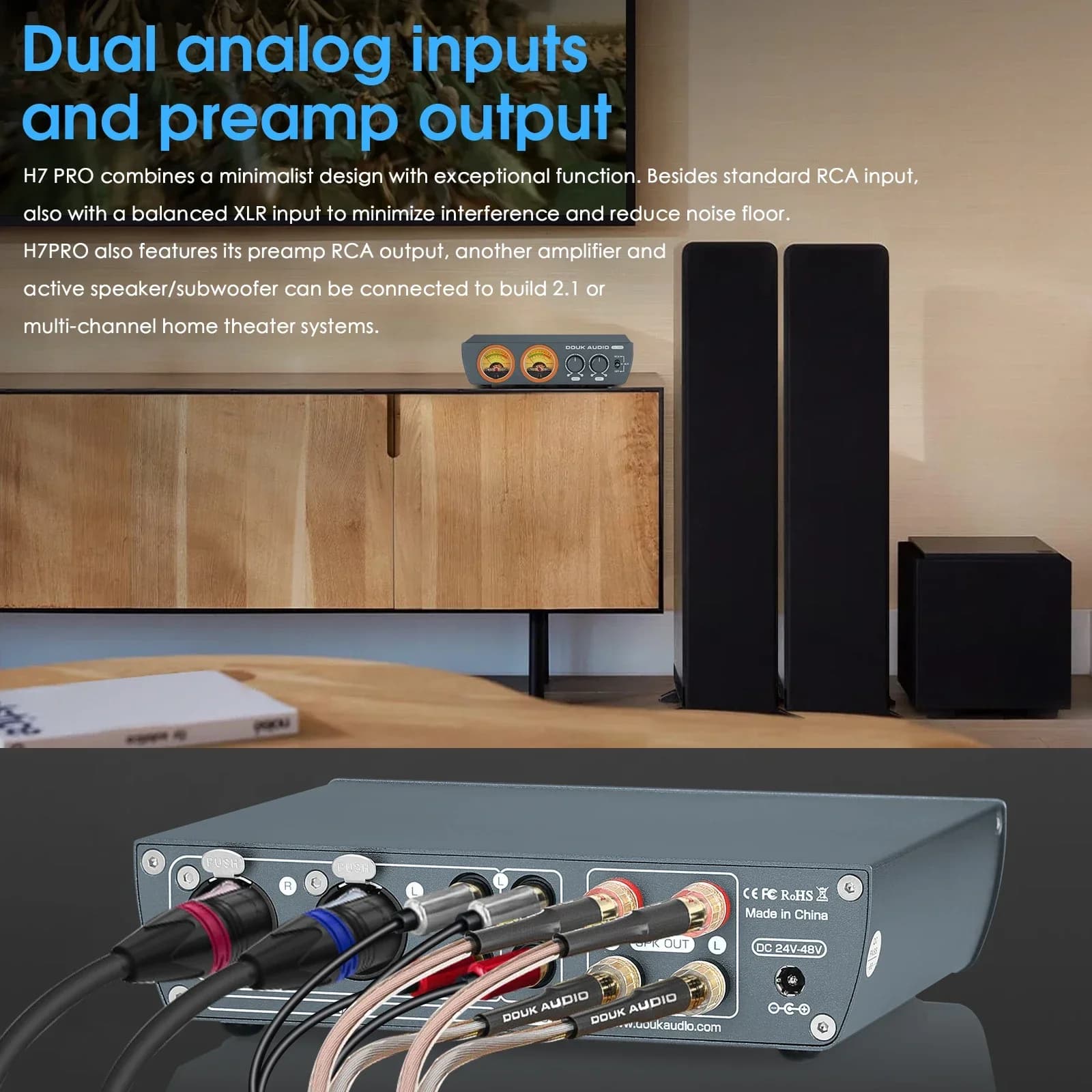 Douk Audio-Amplificateur de puissance domestique stéréo numérique avec VU-mètre, H7PRO, HiFi, Classe