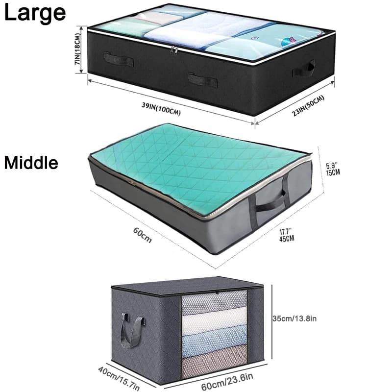 Conteneurs de rangement pliables sous le lit, avec fenêtre transparente, organisateurs de jouets sou