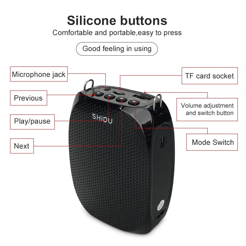 SHIDU-Amplificateur vocal portable, Microphone filaire ou sans fil, Haut-parleur audio AUX, USB, Hau