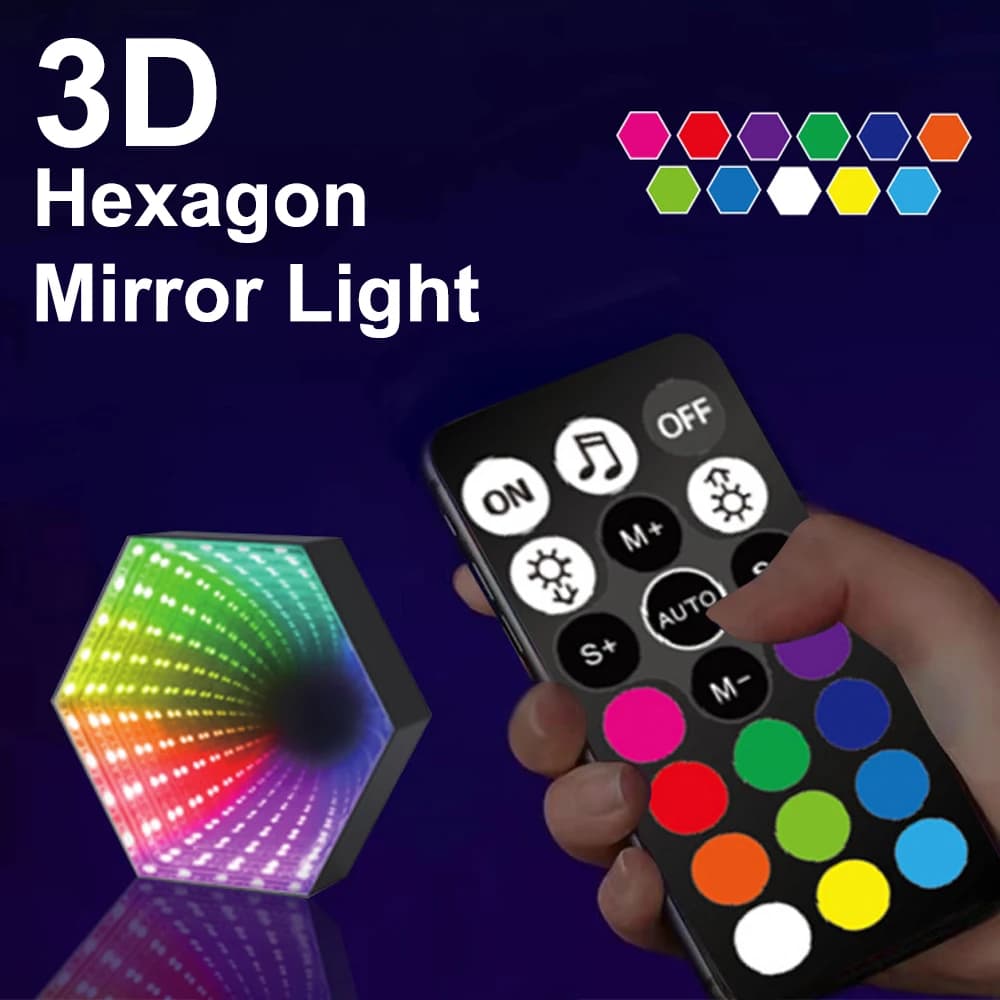 RGB 3D Hexagonal miroir Tunnel lumière LED bureau lampe d'ambiance calcul jeu musique rythme synchro