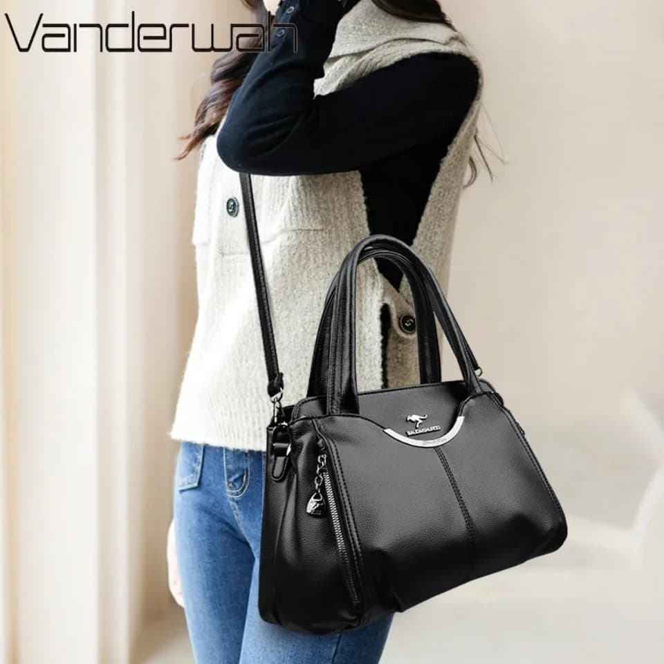 VANDERWAH nouveau Multi poche femmes Sac à main de haute qualité en cuir PU souple femme Sac à bando