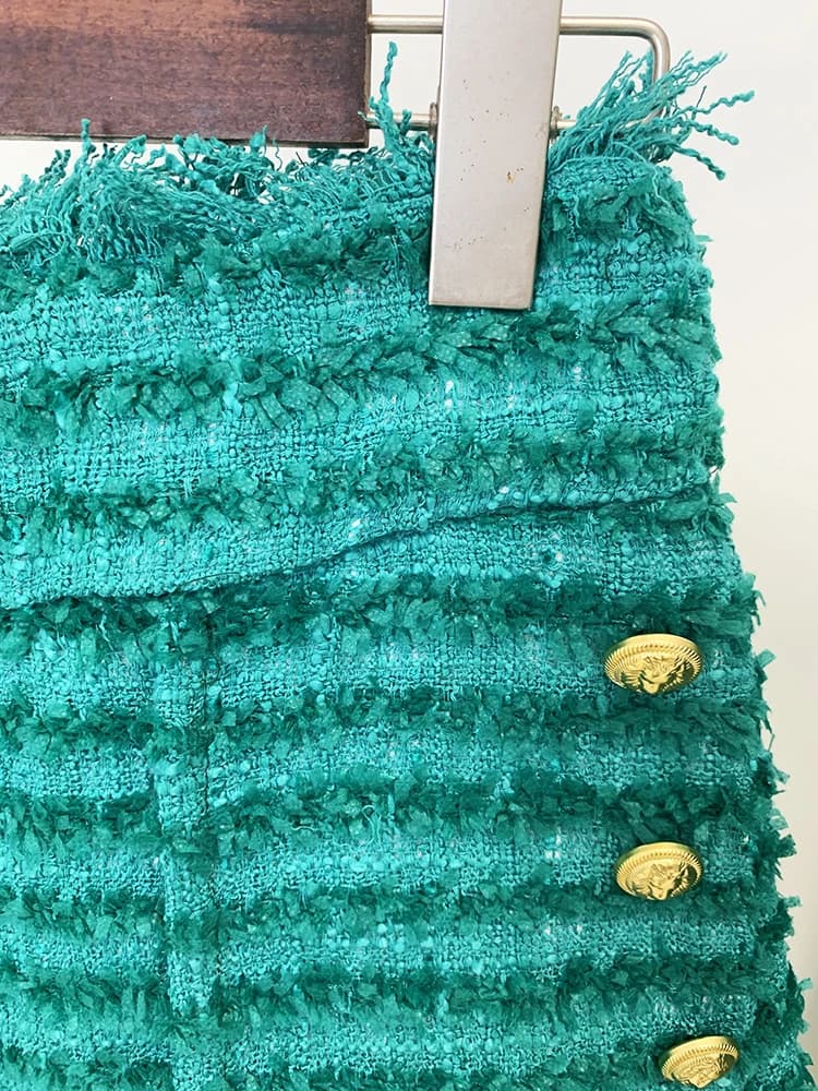 HIGH STREET Nouveauté 2026 FW Shorts en tweed à franges et pompons pour femme de créateur