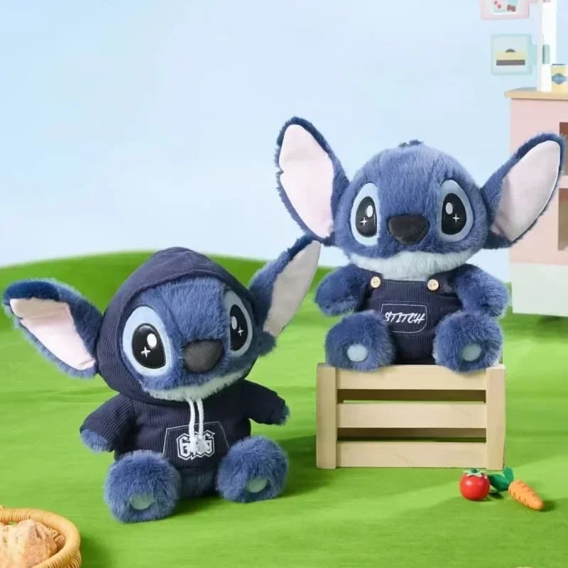 11.11Disney Stitch peluche poupée mignon Anime peluche avec salopette cadeau d'anniversaire pour gar