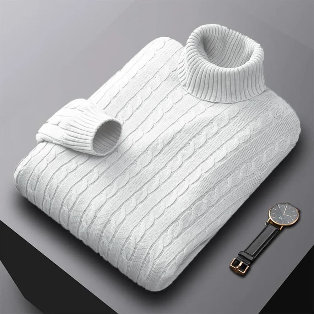 Pull Jacquard à col roulé pour hommes, pull décontracté, haute élasticité, vêtements de survêtement 