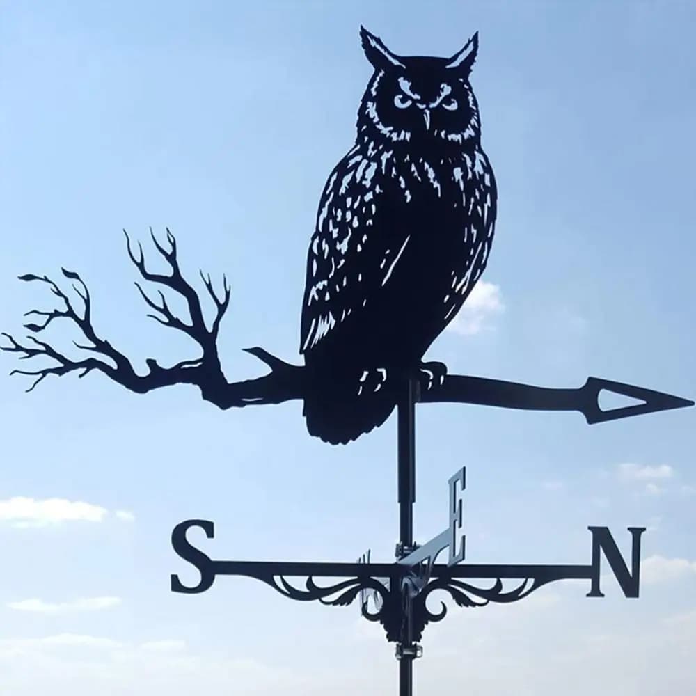 Girouette créative hibou, toit en métal, décorations de jardin, palette à vent noire, artisanat d'ex