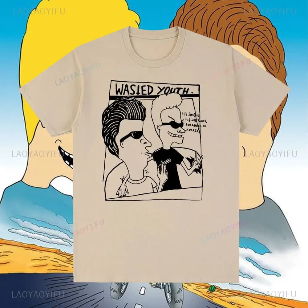 Beavis Butthead-T-shirt à manches courtes en coton pour hommes et femmes, T-shirt drôle, Cool, Haute