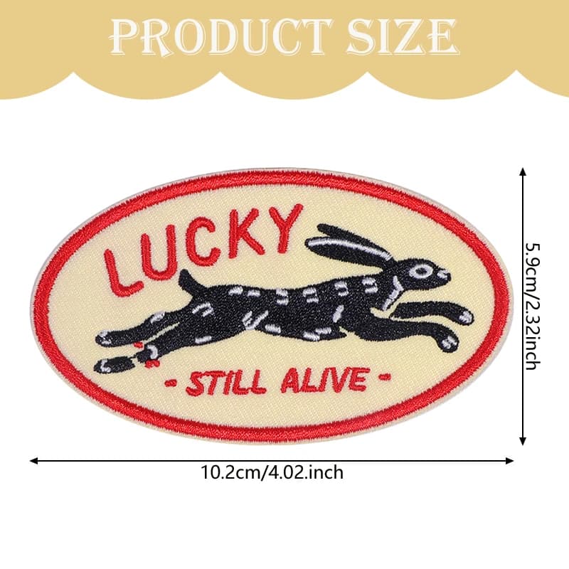 Patch brodé porte-bonheur toujours vivant, 1 pièce, Badge de dessin animé lapin en cours d'exécution
