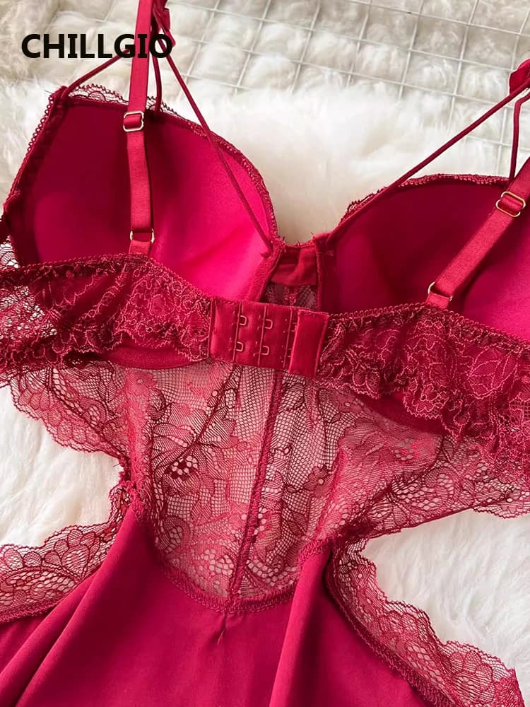 CHILLGIO femmes Sexy dentelle florale Spaghetti sangle robe d'été mode dos nu une ligne été Transpar