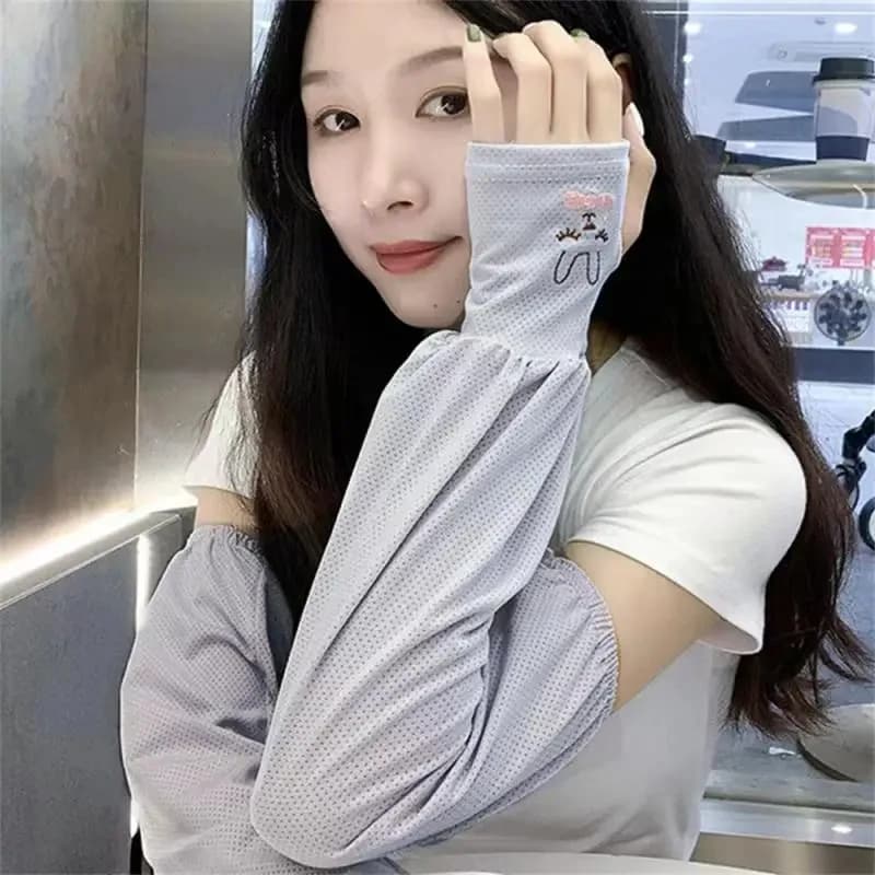 Manchons de Protection solaire en soie glacée pour femmes, Protection UV pour la conduite en plein a
