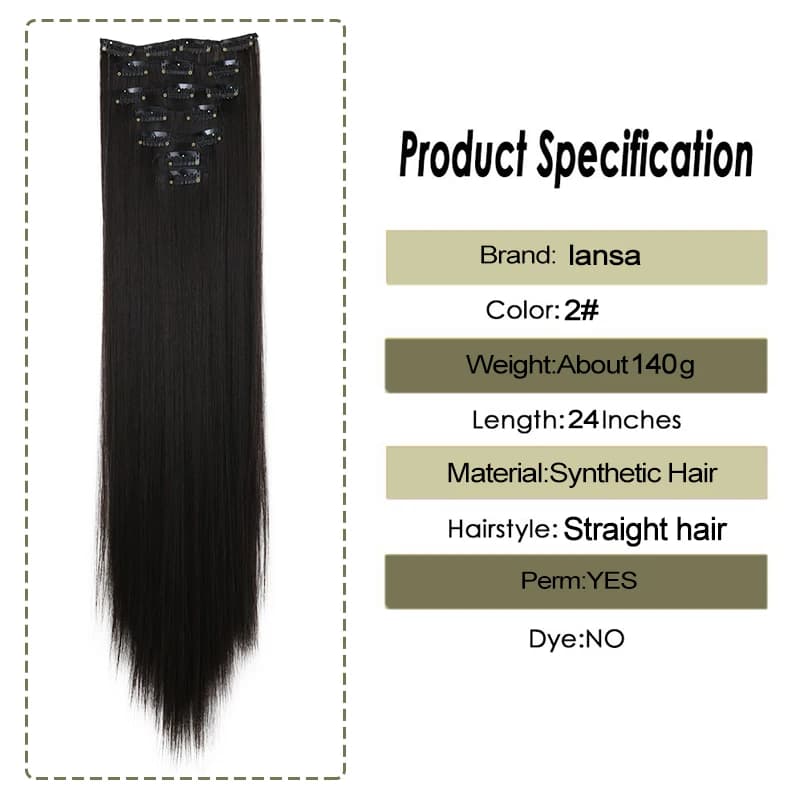 LANSA 7Clips longue droite synthétique pince sur Extensions de cheveux Cheveux pince Naturel haute t
