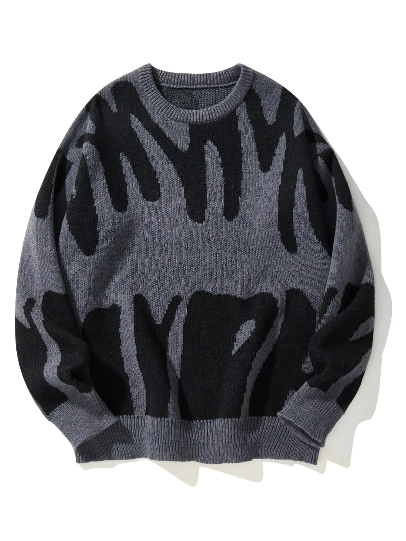 Pull à motif Jacquard irrégulier pour homme, pull décontracté, col rond, tricot bloc de couleurs, no
