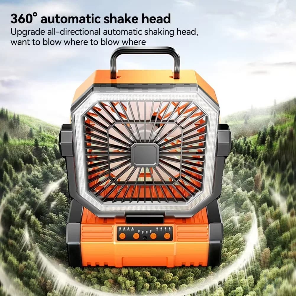 Ventilateur de camping alimenté par batterie 20 000 mAh avec 360 °   Crochet de suspension rotatif p