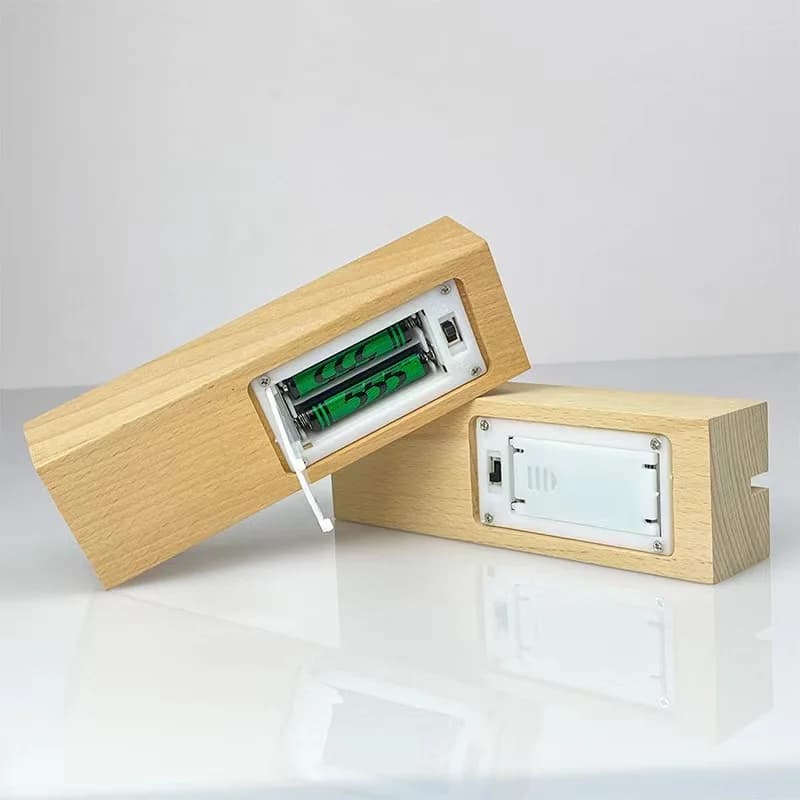 Présentoir de lumière Led à Base de bois de 5.9 pouces, alimenté par batterie AAA, pour lampe de nui