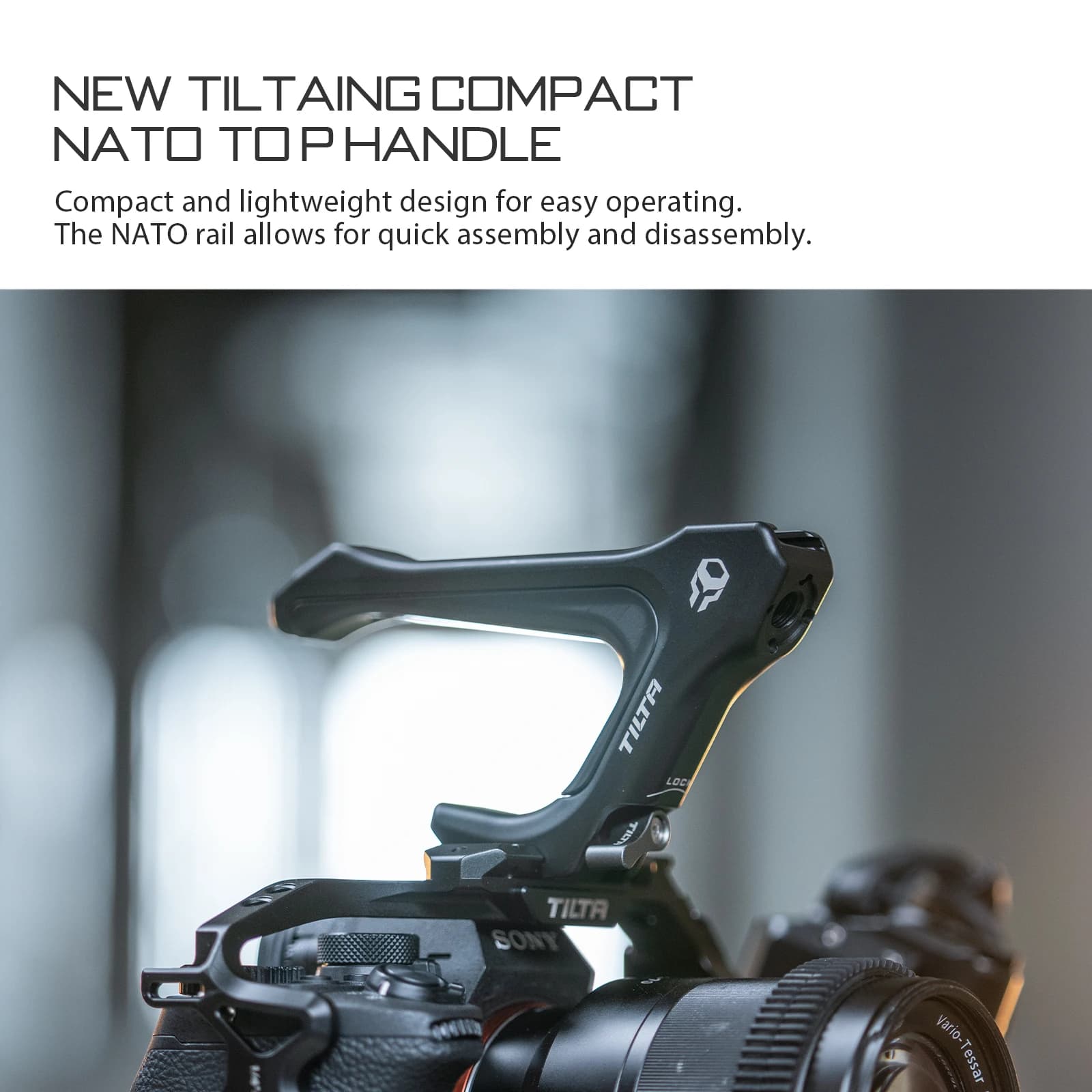 TILTA TA-QRTH7-B Poignée supérieure inclinable compacte NATO avec kit de rails Nato - Noir