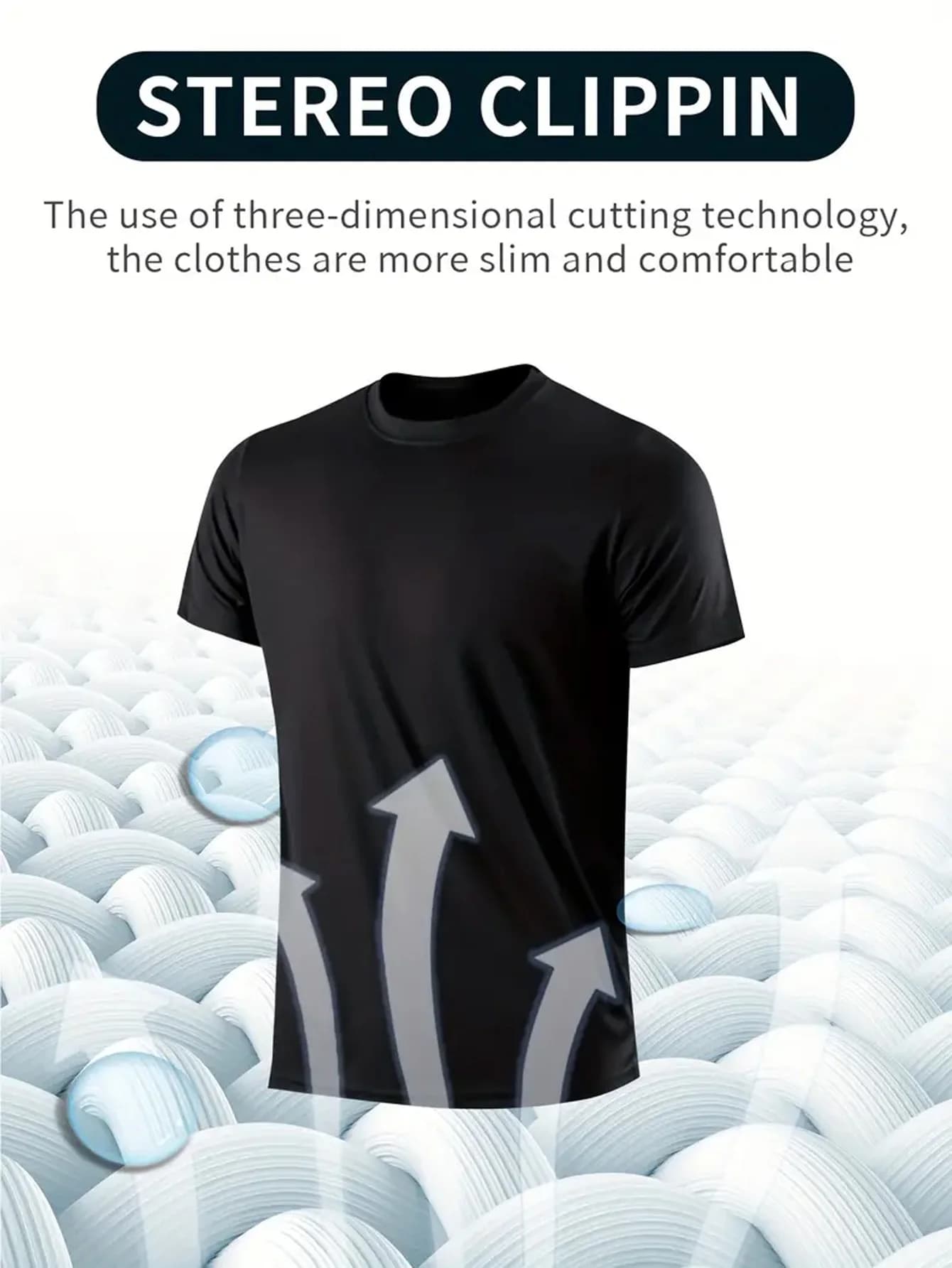 T-Shirt à Col Rond pour Homme, Noir Ultra observateur, vaccage Rapide, Respirant, Absorbant la Sueur