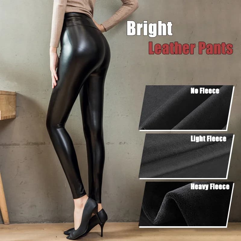 Leggings en cuir taille haute pour femmes, pantalons minces et optiques, leggings de fitness élastiq