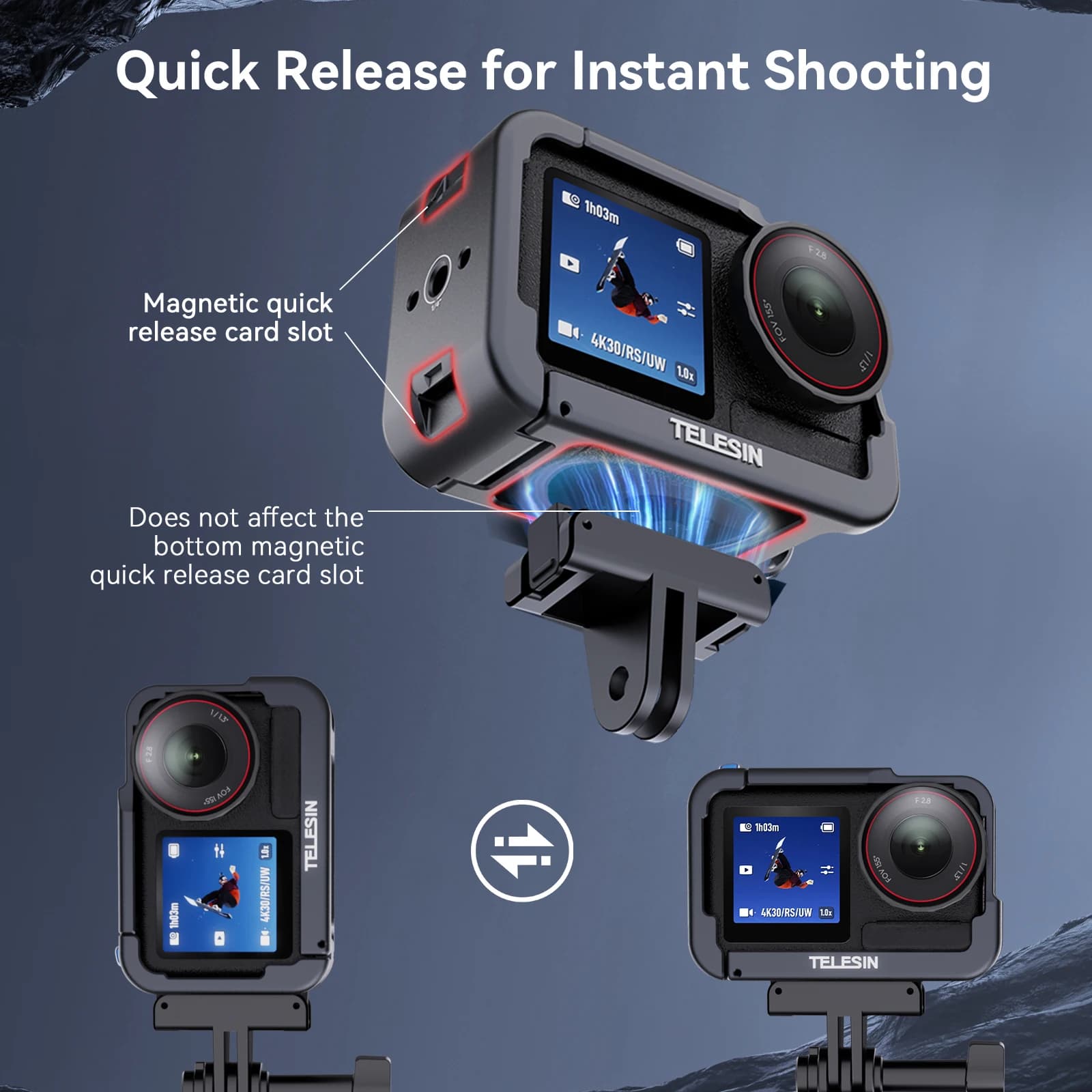 TELESIN-Coque de protection en alliage pour DJI OSMO, compatible avec modèles 3 4 5Pro