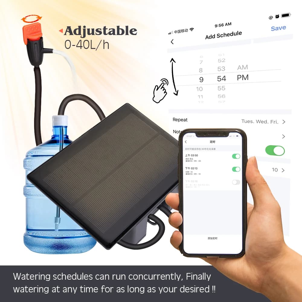 Tuya-Kit d'irrigation goutte-à-goutte automatique, pompe solaire avec minuterie, système d'arrosage 