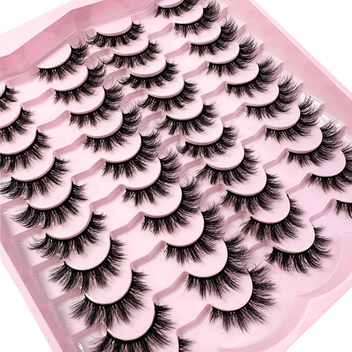 20 paires 5D cils moelleux D Curl cils épais oeil de chat cils doux vaporeux 8D Volume faux cils Ext