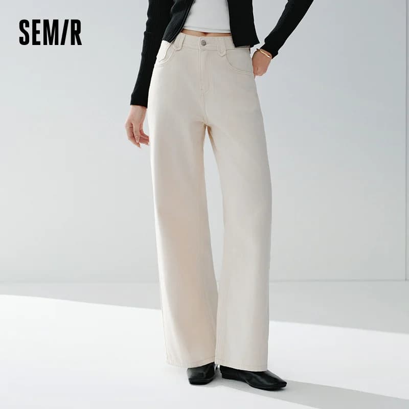 Semir rétro jean femmes 2026 printemps Lyocell mélange jambe large longueur de plancher hanche couvr