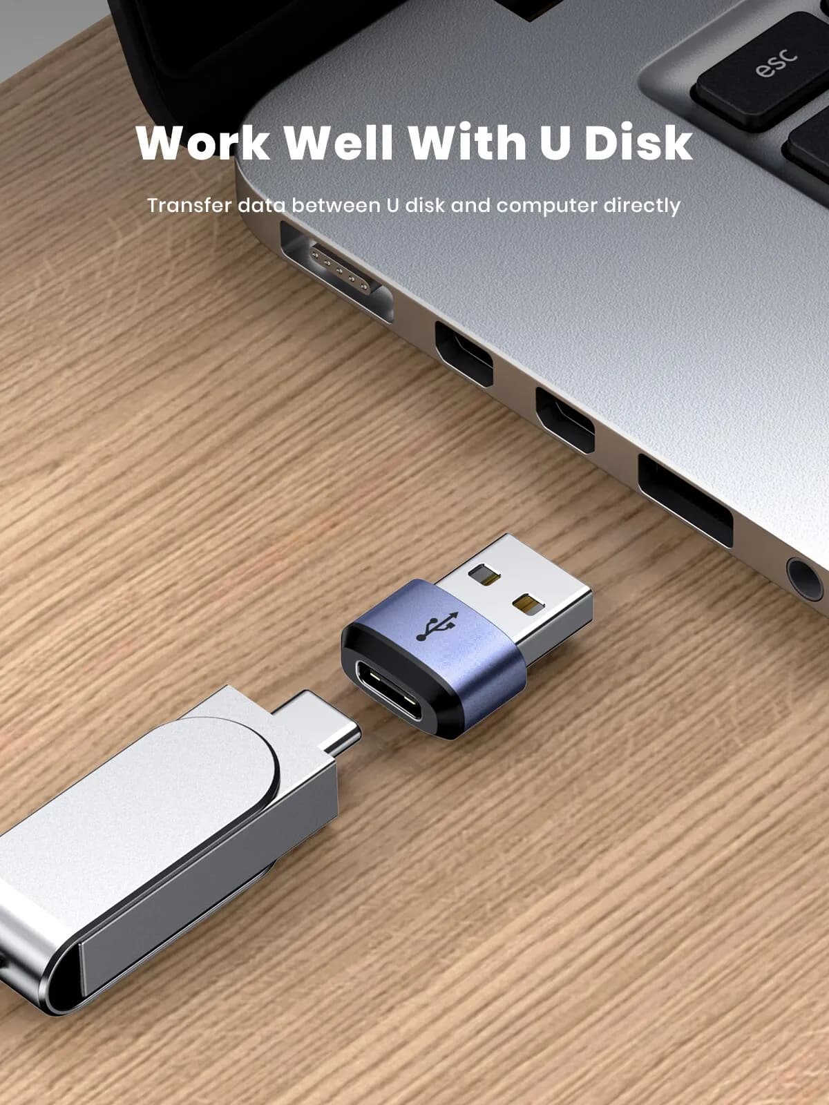 TOPK-Adaptateur USB C vers USB mâle AT13, USB femelle (Type-C) vers USB 2.0 mâle (USB-A), charge rap
