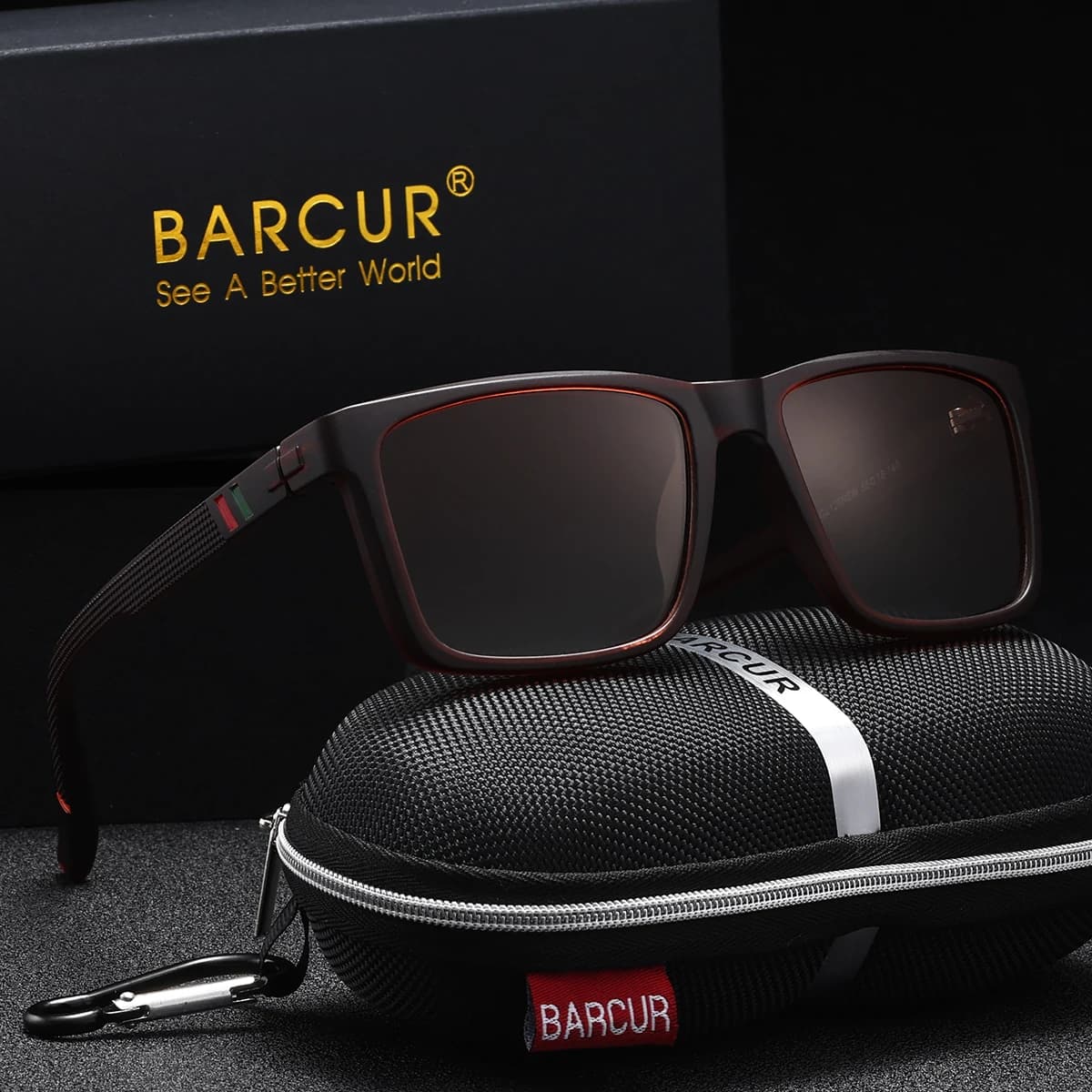 BARCUR 1 pièces sport marque hommes lunettes de soleil en plein air conduite cadre rectangulaire UV4