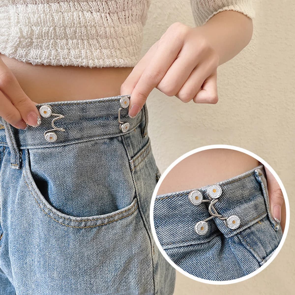 12 pièces jean jupes boucle détachable pince à manches réglable pour pantalon taille serrage manchon
