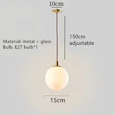 Lustres boule de verre blanc clair salon salle à manger chambre lampe à Suspension cordon réglable c