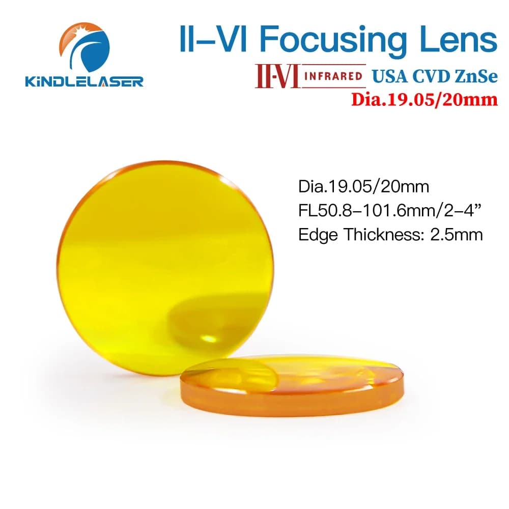 II-VI INFRAROUGE CO2 Laser Focus Lentille Dia.19.05mm 20mm FL 38.1/50.8/63.5/76.2/101.6mm Pour CO2 L